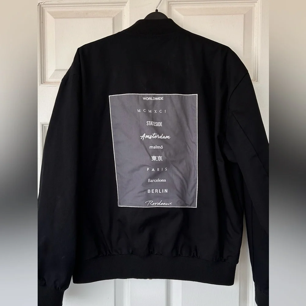 ASOS Brand‎ Unisex Bomber Jacket Black Lined Size XS